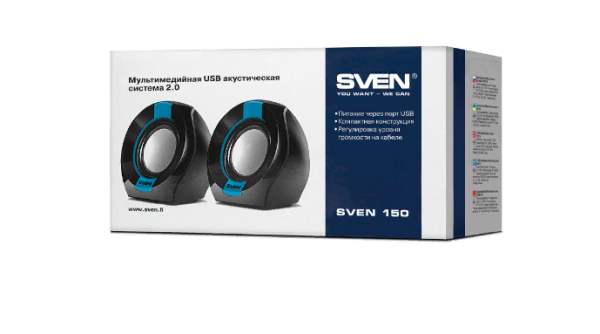 Колонки Sven 150 2.0 черный/синий 5Вт купить ЦИТ Колонки Sven 150 2.0 черный/синий 5Вт фото