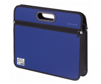 Сумка пластиковая BRAUBERG А4+, 390*315*70 мм, на молнии, внешний карман, фактура бисер, син, 225167 фото