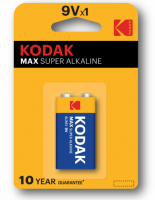 Батарейка алкалиновая 1 шт. KODAK Max Super Alkaline, Крона 9V (6LR61, 6LF22, 1604A), блистер фото