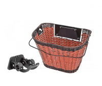 Корзина STELS JL-262 передняя универсальная плетёная, стальная/пластиковая, черно-коричневая фото