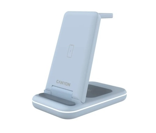 Беспроводное зарядное устройство CANYON WS-304 3в1 Голубой (CNS-WCS304BL) фото