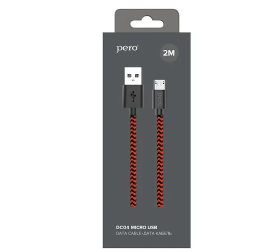 Кабель USB - MicroUSB PERO DC-04 2м красно-черный PRDC-04MU2MRB фото