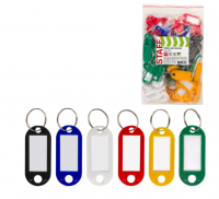 Бирки для ключей КОМПЛЕКТ 100 ШТ., длина 50 мм, инфо-окно 30х15 мм, АССОРТИ, STAFF, 237493 фото