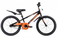 (м) Велосипед детский NOVATRACK 20"205JUSTER.BK23 чёрный, тормоз ножной, защита  А-тип, пластиковые  фото