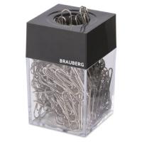 Скрепочница магнитная BRAUBERG, 100 никелированных скрепок 28мм, прозр. корпус, черная крышка, 22840 фото
