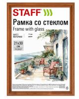 Рамка 21×30 см, дерево, багет 20 мм, STAFF, темно-коричневая, стекло, 390716 фото