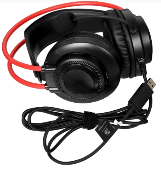 Игровые наушники с микрофоном A4 Bloody G200S черный/красный USB фото