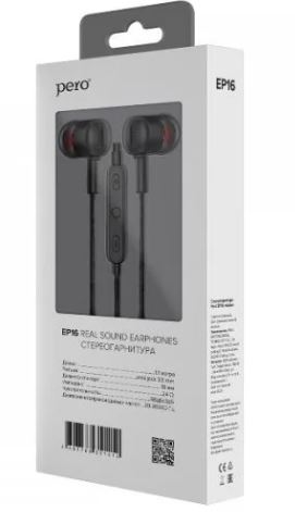 Наушники с микрофоном PERO EP16 черный EP16B купить ЦИТ Наушники с микрофоном PERO EP16 черный EP16B фото