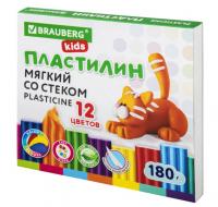 Пластилин мягкий восковой BRAUBERG KIDS, 12 цветов, 180 г, со стеком, 106495 фото