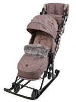 Санки-коляска "Joy every day J1/3" бежевый с мишками  фото