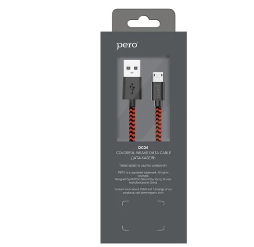 Кабель USB - MicroUSB PERO DC-04 2м красно-черный PRDC-04MU2MRB фото