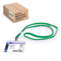 Бейдж горизонтальный (60х90 мм), на синей ленте 45 см, BRAUBERG, 231156 фото