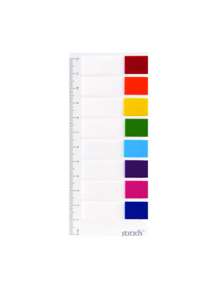 Клейкие закладки Attache Selection пластиковые 8 неоновых цветов по 15 листов 12x45 мм Арт. 383733 фото