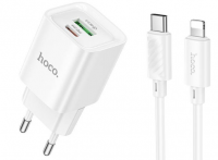 Сетевое зарядное устройство HOCO C147Aai 1USB+1Type-C 3.0A QC3.0 PD 20W White фото