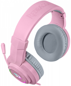 Игровые наушники с микрофоном REDRAGON HYLAS Розовые, RGB фото