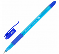 Ручка шариковая масляная с грипом BRAUBERG GLASSY TONE, СИНЯЯ, узел 0,7 мм, линия 0,35 мм, 144108 фото