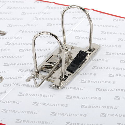 Папка-регистратор покрытие пластик, 50 мм, ПРОЧНАЯ,с уголком, BRAUBERG, красная, 226592 фото