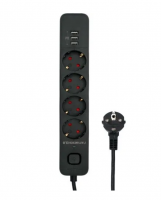 Сетевой фильтр Гарнизон 2.0 Мультипорт EPS-4-U3-B-2, 4 р, 10А, 3xUSB, 2м, ур.защиты 2+, черный фото