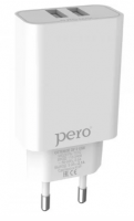 Сетевое зарядное устройство PERO TC02 2USB 2.1A белый ТС02W2A фото