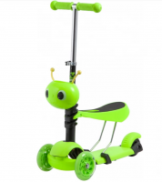 Самокат-кикборд NOVATRACK 120S.DISCOKIDS.GN9 Saddle для детей, трансформер, свет.колеса PU 120*90мм, фото
