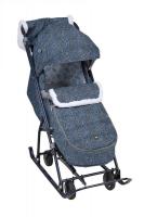 Санки-коляска Ника Наши Детки 6 с листочками синий НДТ6/2 фото