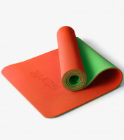Коврик для йоги STARFIT FM-201 TPE, 183x61х0,4 см, оранжевый/зеленый фото