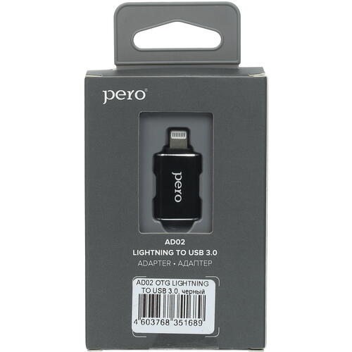 Адаптер PERO AD02 OTG LIGHTNING TO USB 3.0, черный (PRAD02LTSR) фото