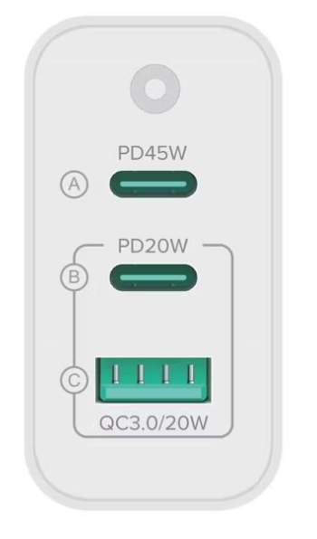 Сетевое зарядное устройство PERO TC17  USB-A QC 3.0 + USB-C PD + USB-C PD 65W белый ТС17W фото