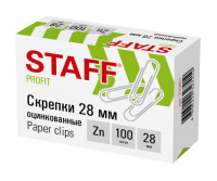 Скрепки STAFF, 28 мм, оцинкованные, 100 шт., в картонной коробке, 270451 фото