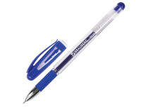 Ручка гелевая с грипом BRAUBERG Geller, СИНЯЯ, игольчатый узел 0,5мм, линия письма 0,35мм, 141179 фото