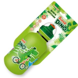Велофляга TRIX Super Dino детская, 500 мл, защитная крышка, LDPE, зеленая фото