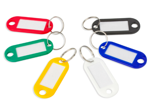 Бирки для ключей КОМПЛЕКТ 100 ШТ., длина 50 мм, инфо-окно 30х15 мм, АССОРТИ, STAFF, 237493 фото