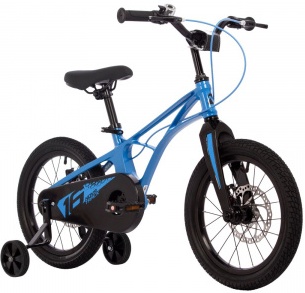 (м) Велосипед детский NOVATRACK 16"165MBLASTD.BL4 Магнез рама, синий, полная защ.цепи, диск.тормоз, фото
