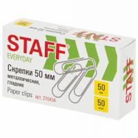 Скрепки большие 50 мм гладкие 50 шт., STAFF "EVERYDAY", металлические, РОССИЯ, 270434 фото