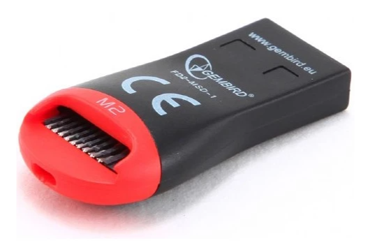 Устройство чтения карт памяти USB2.0 Gembird FD2-MSD-1, TF (MicroSD), черно-красный фото