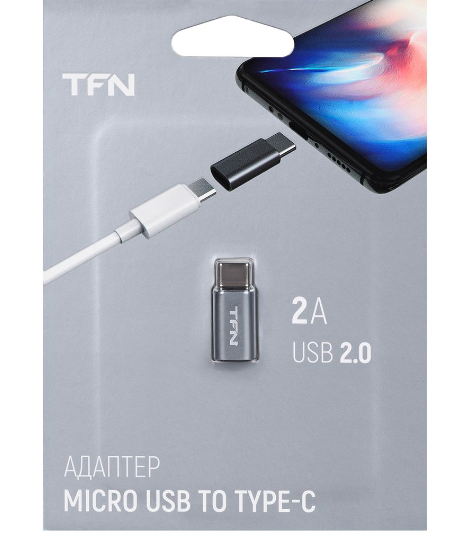 Переходник TFN microUSB->Type-C, серый (TFN-AD-MICUSBC) фото