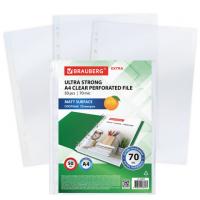 Папки-файлы перфорированные А4 BRAUBERG "EXTRA 700", КОМПЛЕКТ 50 шт., матовые, ПЛОТНЫЕ, 70 мкм, 2296 фото