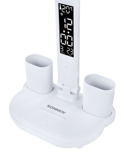 Лампа настольная SONNEN PT-203, органайзер, дисплей, 6 в 1, LED 7 Вт, белый, 238497 фото