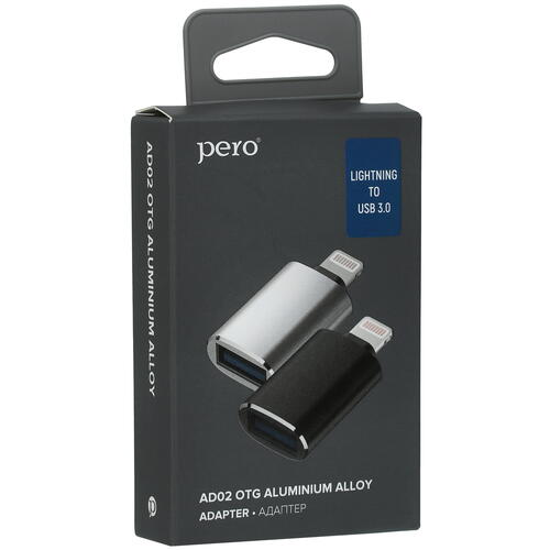 Адаптер PERO AD02 OTG LIGHTNING TO USB 3.0, черный (PRAD02LTSR) фото