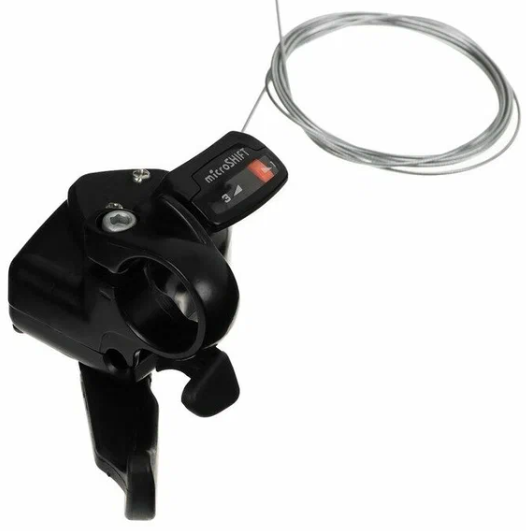 Шифтер MicroShift , TS71, левый, 3 скорости, индикатор, трос 1800мм, черный TS71-3-L1 фото