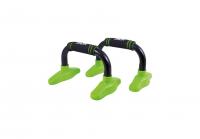 Упоры для отжиманий STARFIT BA-302 «Классические», черный/зеленый 1/10 фото