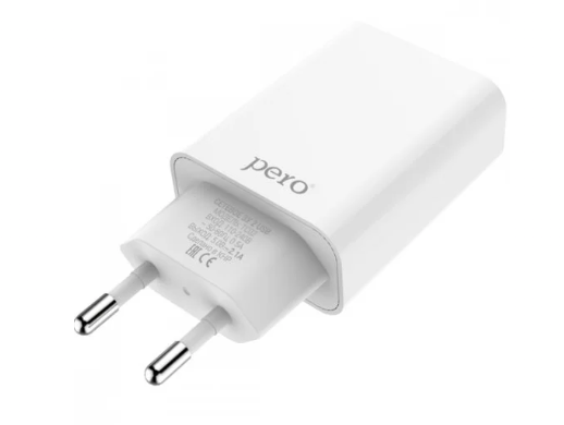 Сетевое зарядное устройство PERO TC02 2USB 2.1A белый ТС02W2A фото