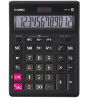 Калькулятор настольный CASIO GR-12-W (209х155 мм), 12 разрядов, двойное питание, черный, европодвес фото