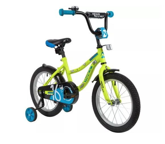 (м) Велосипед детский FOXX 16"163NEPTUNE.GN5  салатовый, полная защита цепи, короткие крылья, нет ба фото