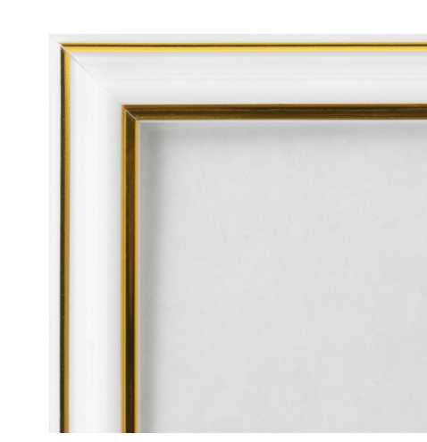 Рамка 30*40 см небьющаяся, багет 20 мм пластик, BRAUBERG HIT3, белая с двойной позолотой, 391383 фото
