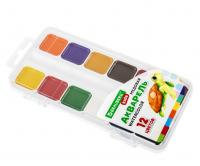 Краски акварельные BRAUBERG KIDS, медовые, 12 цветов, квадратные кюветы, пластиковый пенал, 192282 фото