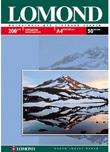 Фотобумага Lomond 0102046 A4/200г/м2/25л./белый глянцевое для струйной печати фото