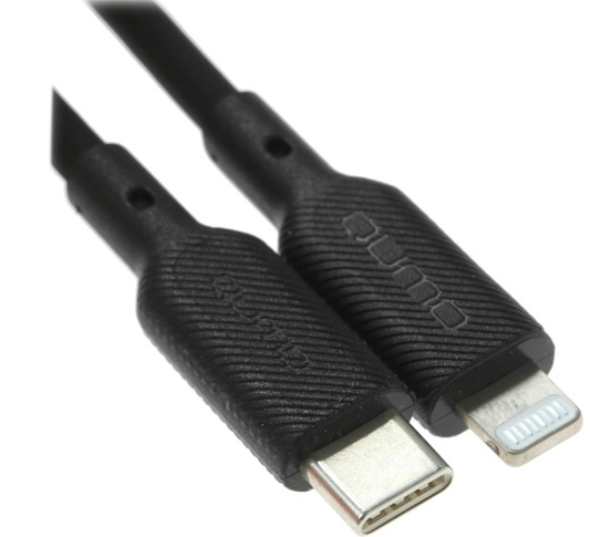 Кабель Type-C - Lightning Qumo 1м черный силиконовый, 20W (MFI) (32994) купить ЦИТ Кабель Type-C - Lightning Qumo 1м черный силиконовый, 20W (MFI) (32994) фото