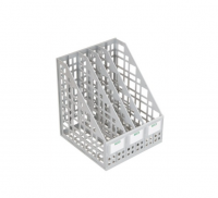 Лоток для бумаг вертикальный СТАММ, сборный, 4 отделения, серый фото