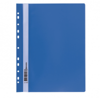 Скоросшиватель пластиковый с перфорацией BRAUBERG, А4, 140/180 мкм, синий, 226583 фото
